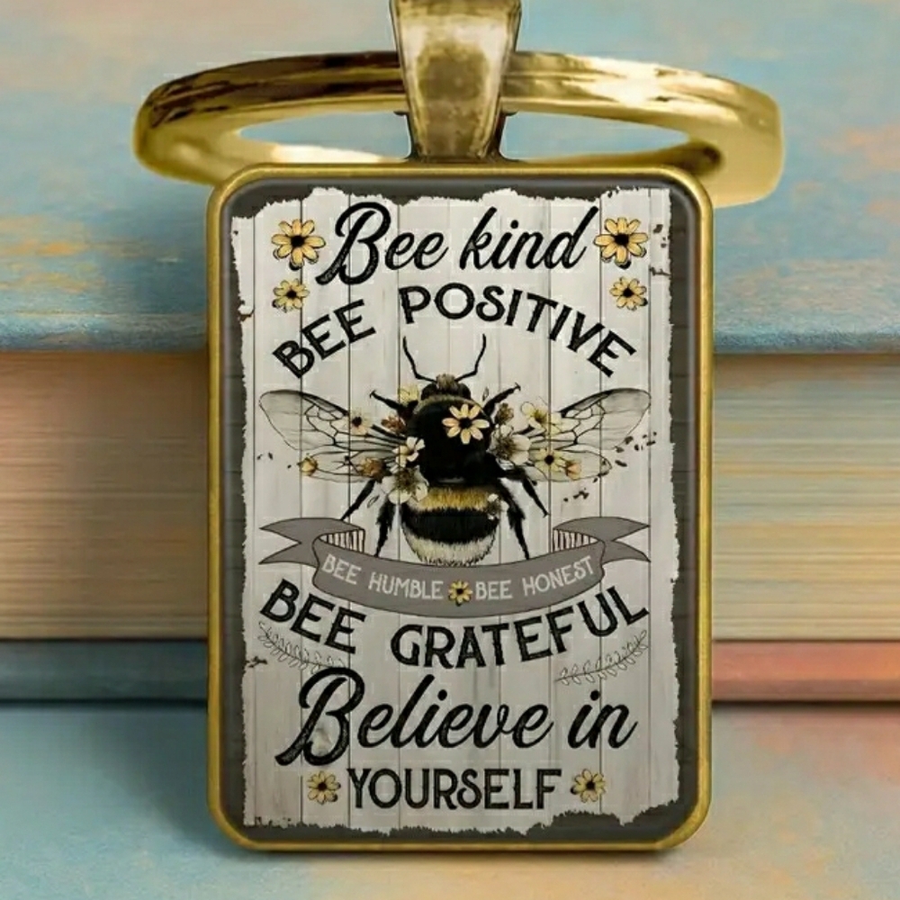Gold 'Bee Kind' 'Bee-Positive' 'BELIEVE IN YOURSELF' Key Chain
